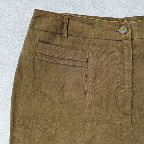 JONES WEAR 100% Linen Pants Womens Size 6 Green‎ Relaxed Fit Cropped - Picture 5 of 9